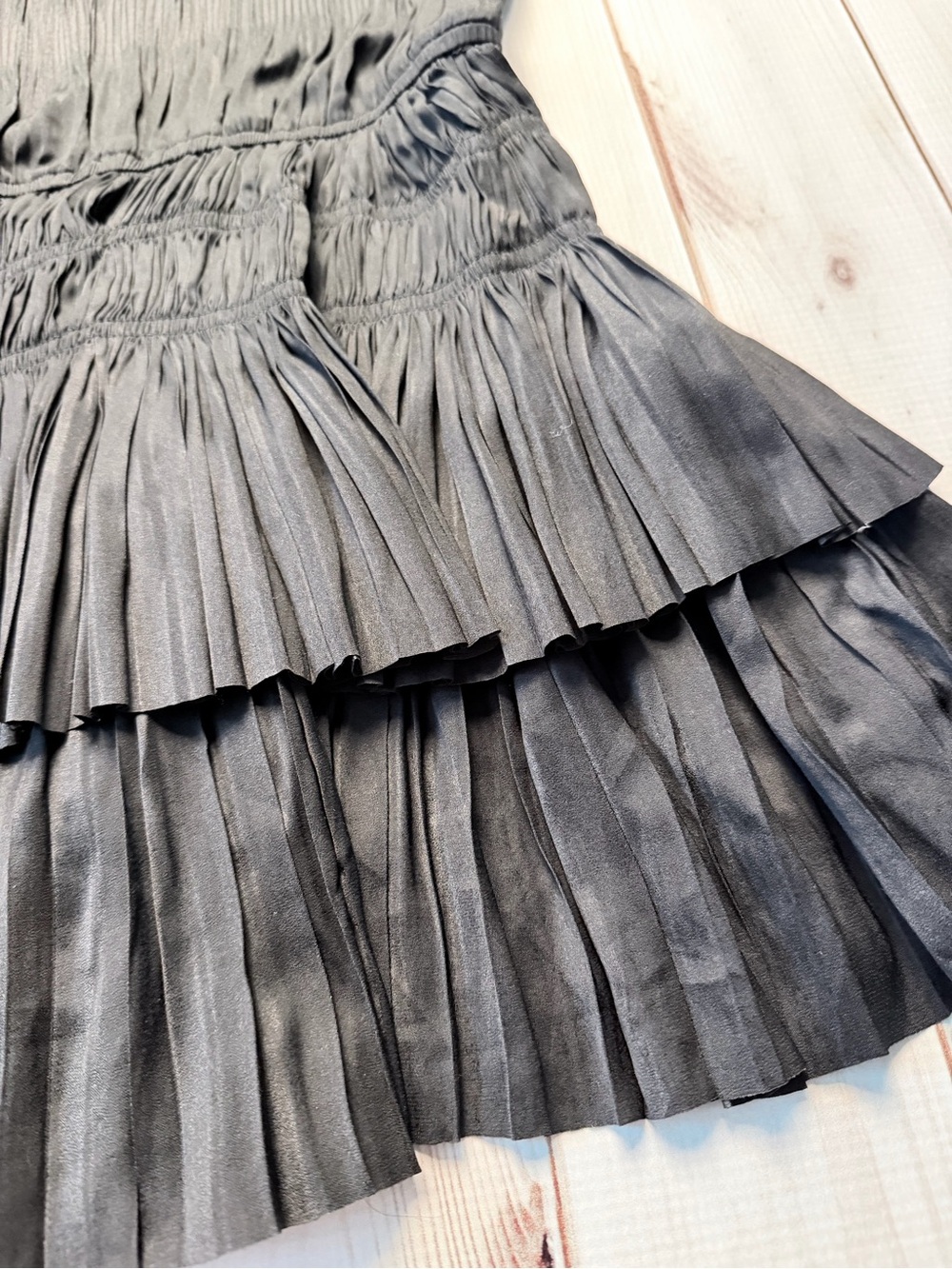 Current Air Black Sleeveless Pleated Tiered Mini Dress - Picture 3 of 6